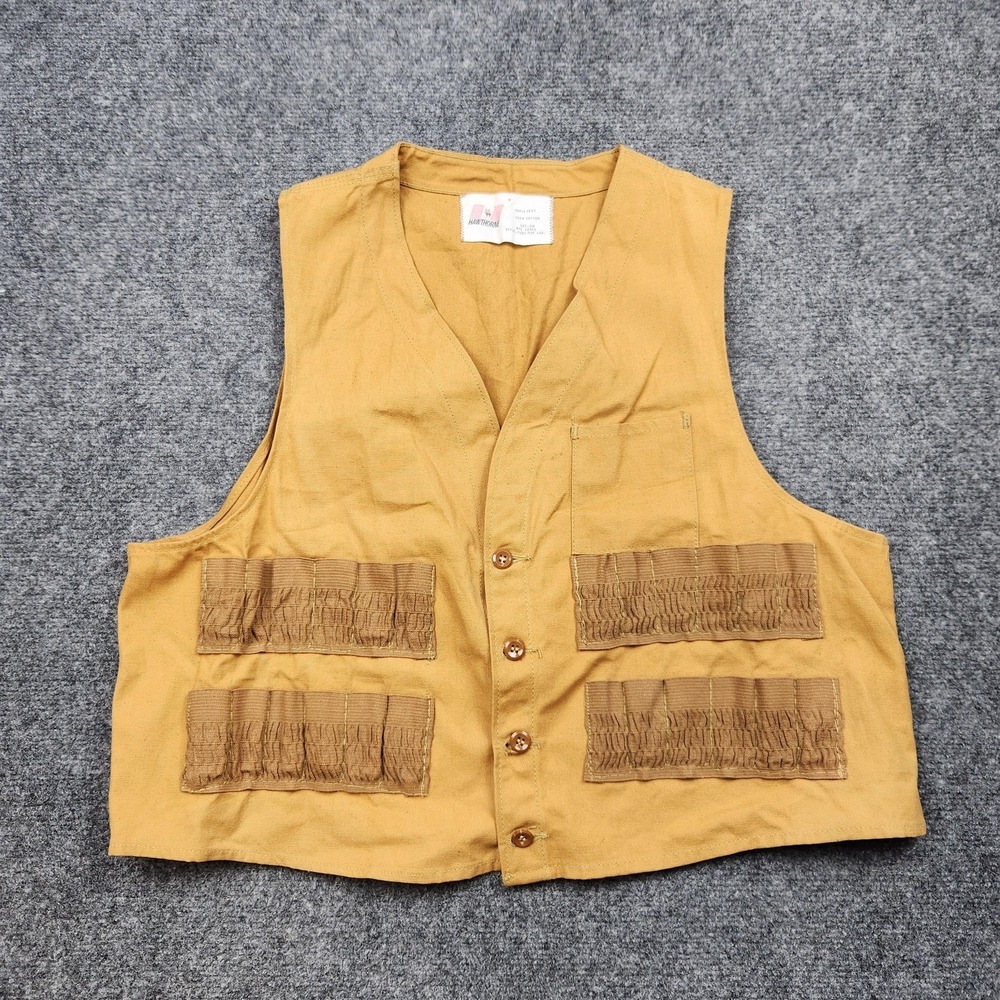 Vintage Hawthorne‎ Shell Vest Mens Large Brown Canvas Shooting Hunting 2201